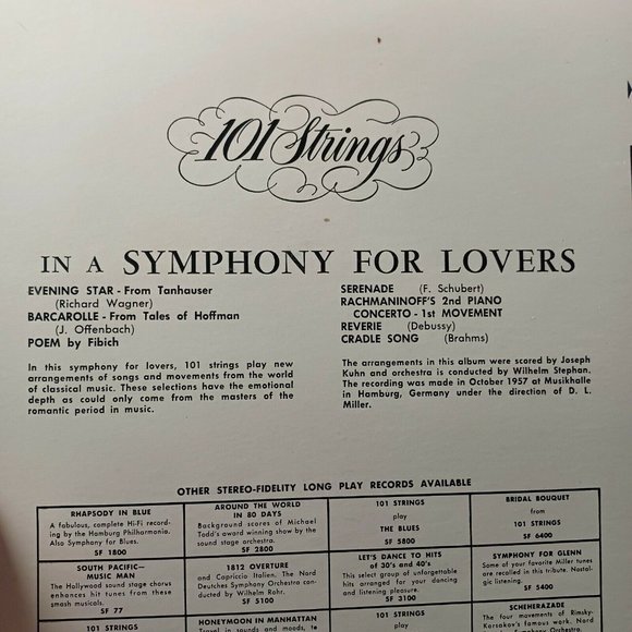101 Strings In A Symphony For Lovers Collectors Vinyl 50s *MINOR WEAR - Picture 4 of 14